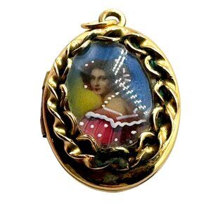 Vintage Portrait Lady Gold Filled Victorian Revival Locket